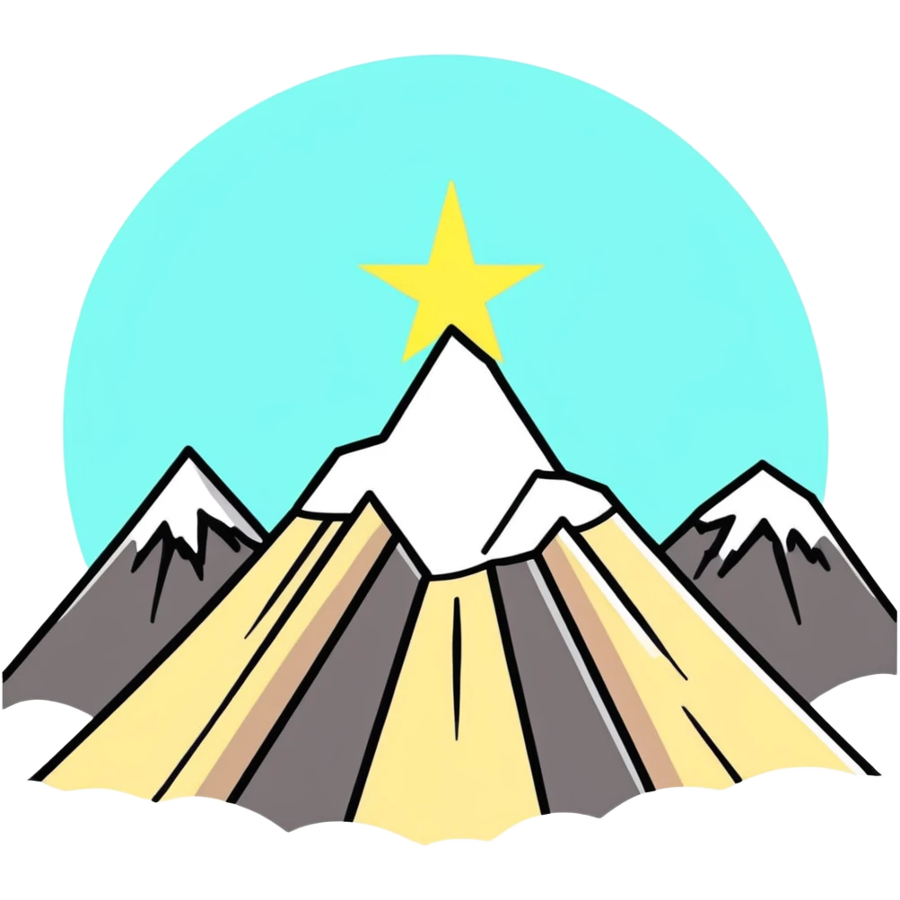 eight-pointed star with wide wings and mountain silhouette in center emoji