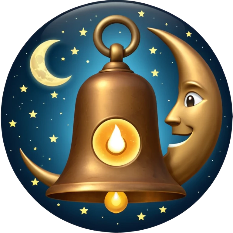 the midnight bell with moon at the back emoji