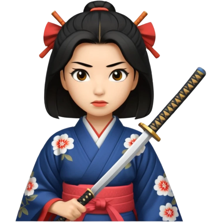 lady samurai holds katana emoji