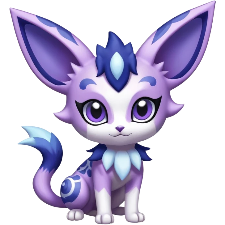 Shiny Cute Adorable Espeon-Meowstic-Hybrid-Creature with pattern-markings emoji
