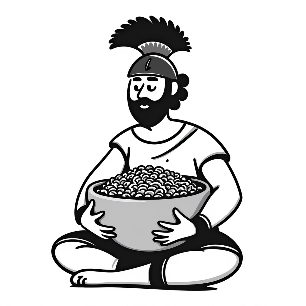 A gladiator holding a bowl of barley emoji