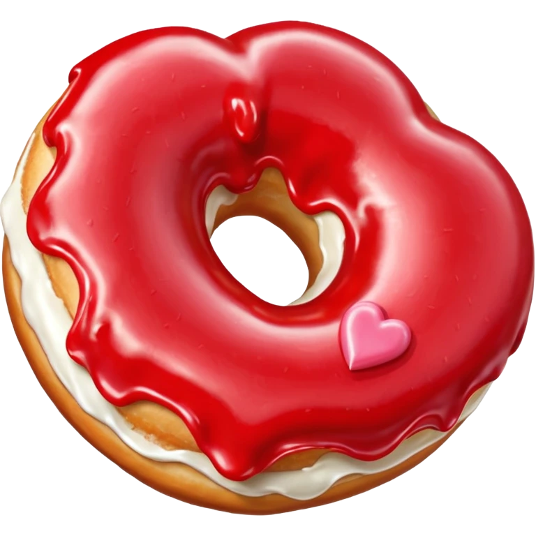 Realistic isolated heart shaped donut with red frosting. emoji