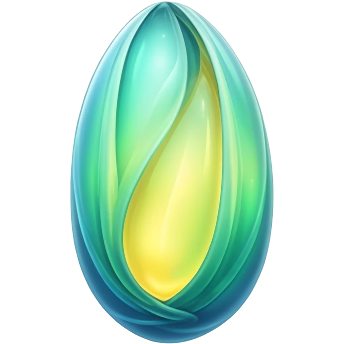 glowing green-blue ethereal magical cocoon with yellow magical aura, translucent, magical symbol, soft curves, gentle green-blue hues emoji
