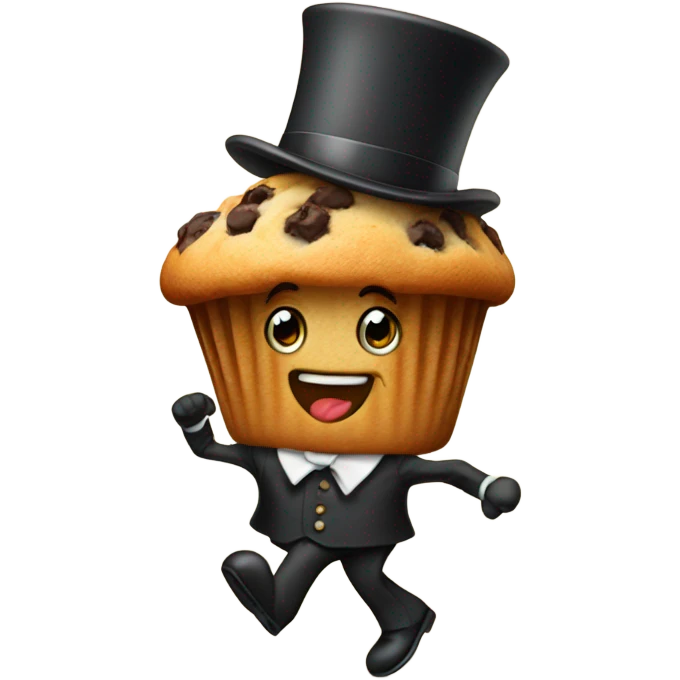 Muffin dancing wearing a top hat emoji