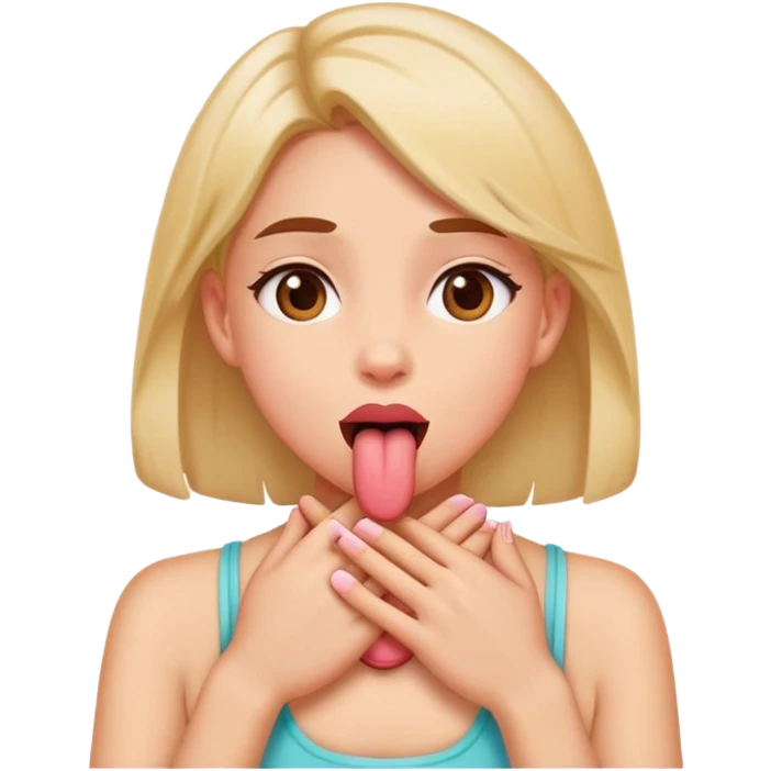 Girl With tongue out with hands crossing her neck emoji