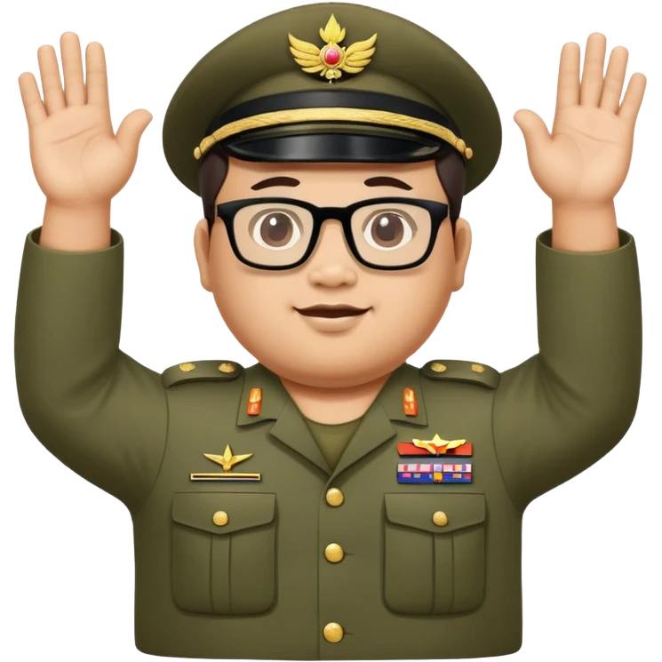ทหารบกไทย ใส่แว่น อ้วน ยกมือไหว้ emoji