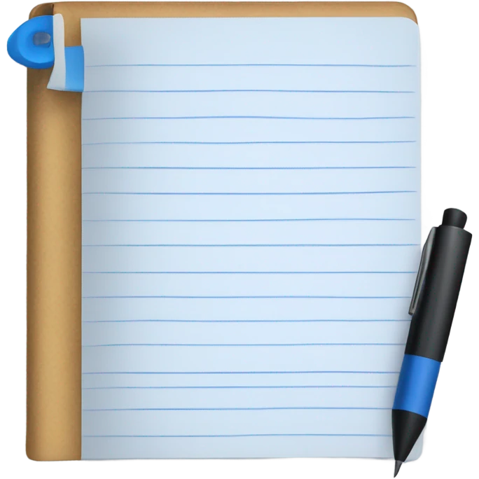 Blue notebook with pen emoji