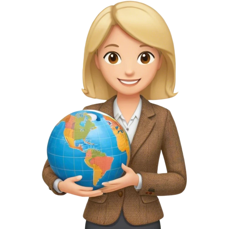 geography teacher woman with globe in the handes emoji