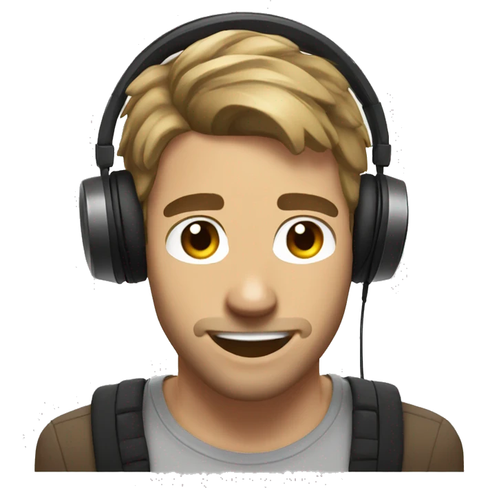 streamer man with headphones brown short hair happy emoji