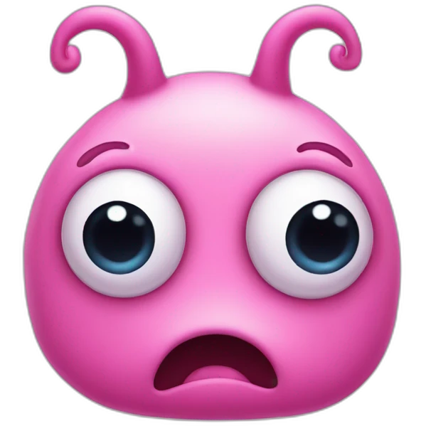 face of a pink creature whit four eyes, cute emoji