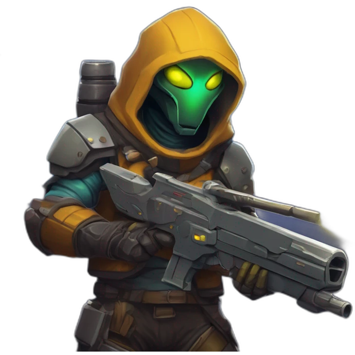 alien Bounty Hunter scifi roguelike rpg style inspired by slay the spire digital art emoji