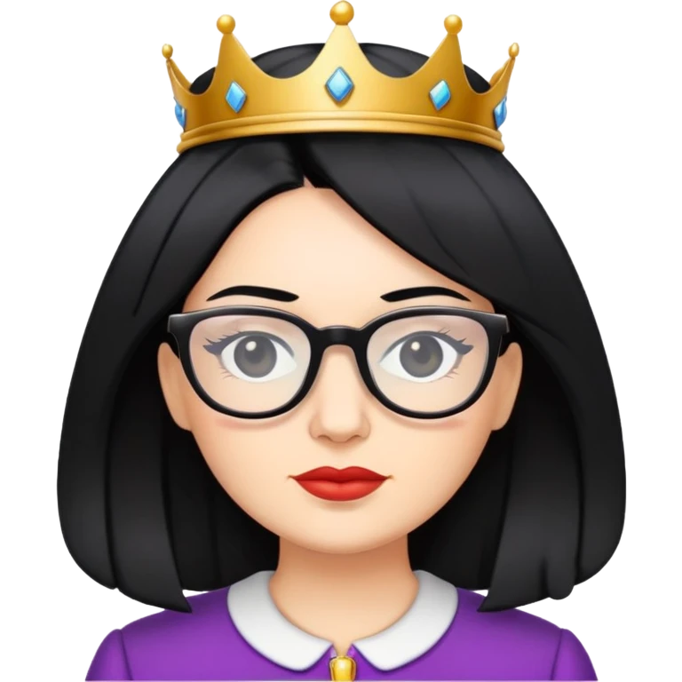 Queen with black hair and glasses  emoji