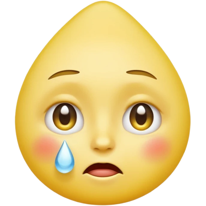 human-like yellow emoji face, round head, one big teardrop falling from the eye, large white tissue gently wiping the tear, apple emoji style, clean white background emoji