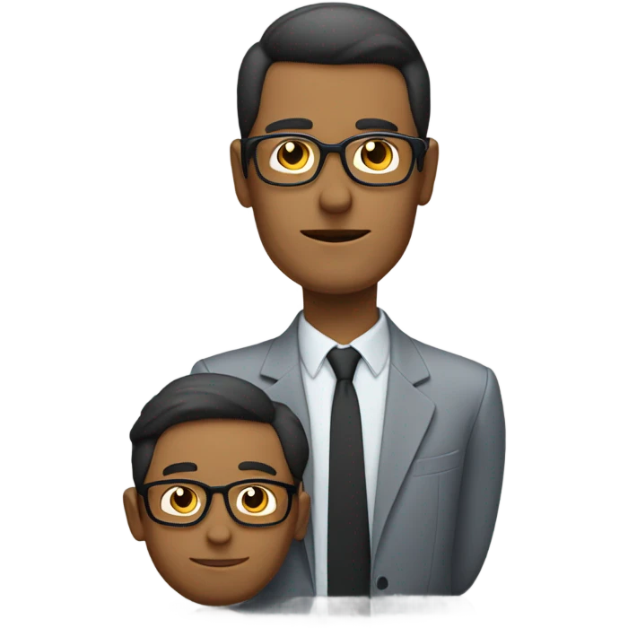 Man with glasses sitting on a little man with glasses emoji