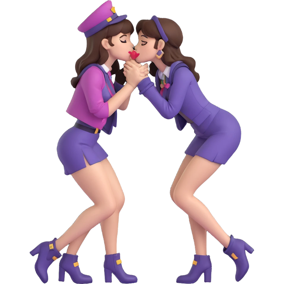 Caitlyn and Vi from League of Legends kissing each other emoji