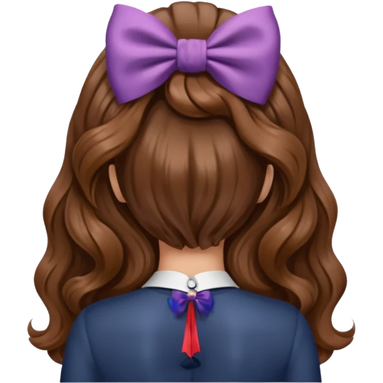 Emoji femme de dos cheveux ondulés brun avec noeud dans les cheveux  emoji