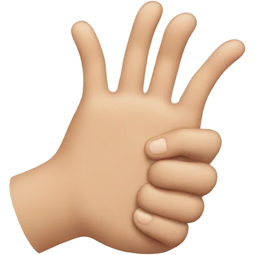 Biting hand with a pleasing face emoji
