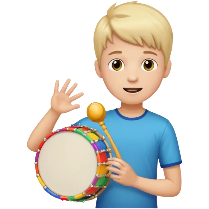 boy play colorful tambor emoji