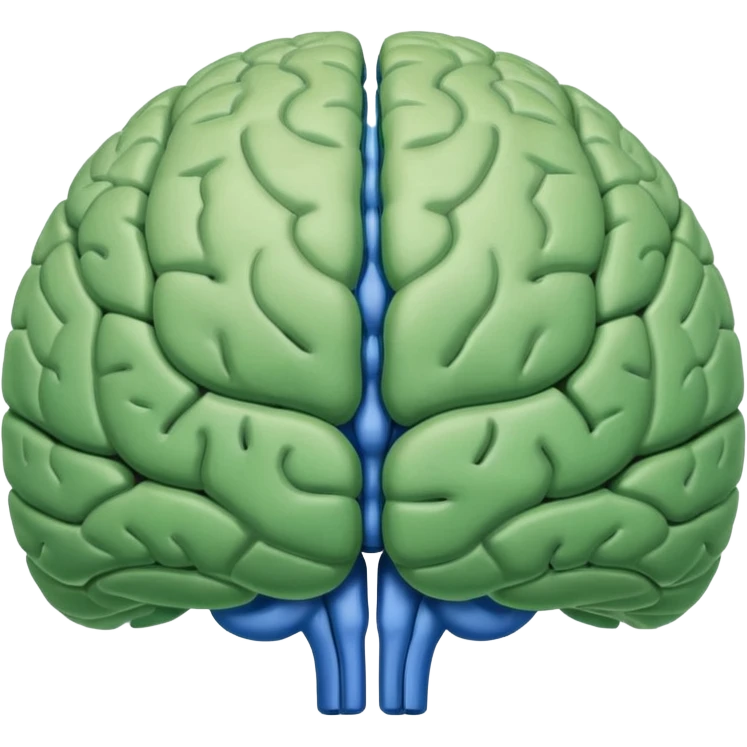 The brain has blue hemispheres and green hemispheres. emoji
