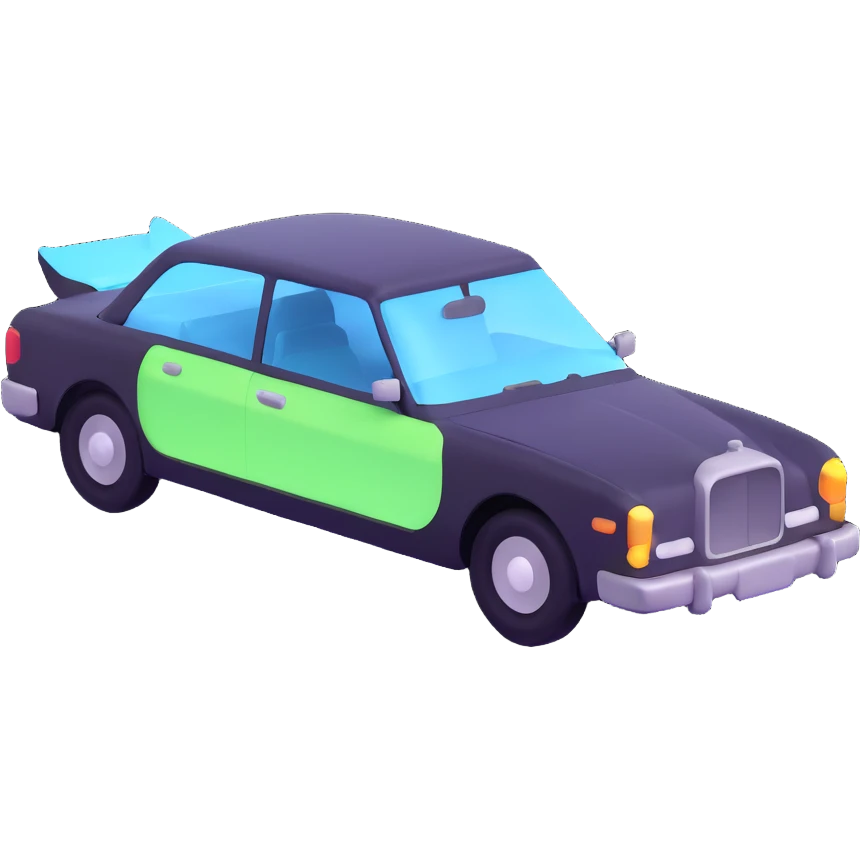 Make the transparent film more visible and floating just above the car, as if it is just being applied and not yet attached, keep the elegant 3D style emoji