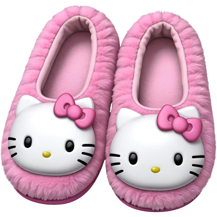 pink fuzzy hello kitty slippers emoji