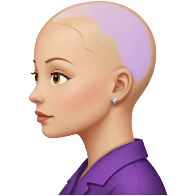 So she supposed to be bald and I kind of want her facing her side emoji