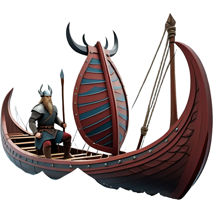 clash-of-clans-aesthetic_-cinematic-viking-longboat, rendered in a flat, bold vector style with minimal shading, featuring a striking dragon-headed prow slicing through icy, churning waters. shields on the side and vikings rowing The longboat’s intricately detailed shields and carved motifs evoke a sense of epic adventure and Nordic might, with billowing sails catching a dramatic, stormy sky backdrop. emoji