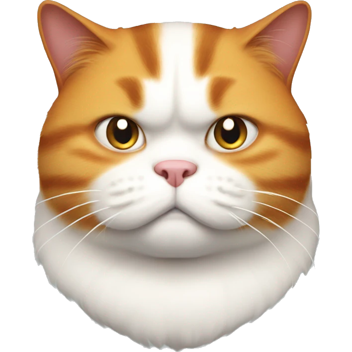 realistic fat grumpy ginger cat with white face  emoji