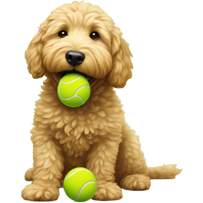 golden doodle eating tennis ball emoji