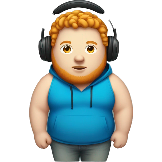 Fat ginger male with a blue hoodie and headphones  emoji