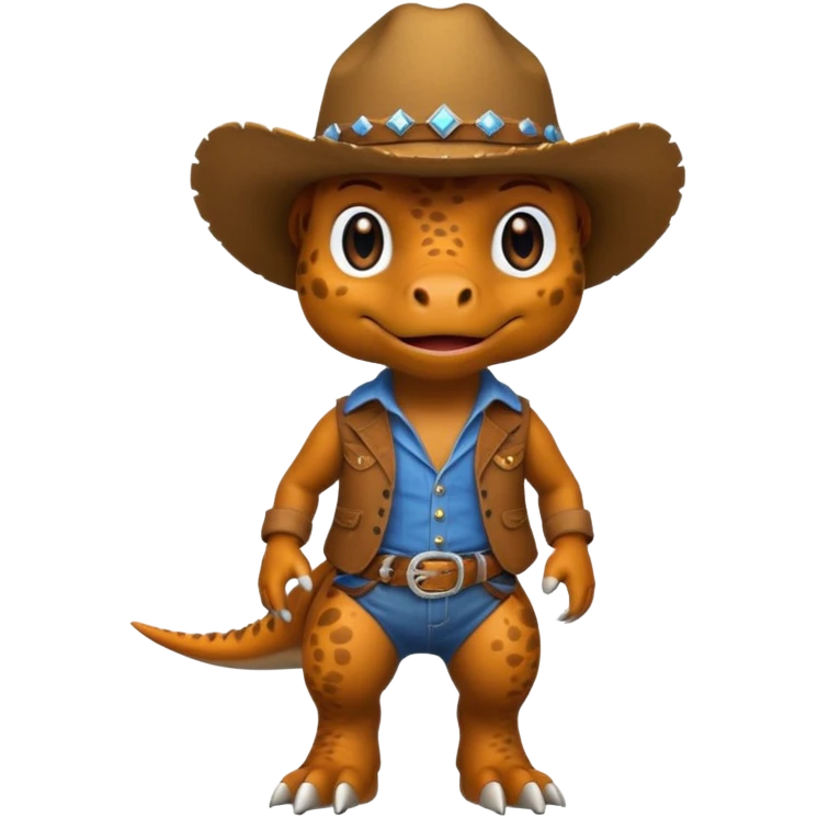 trex dinosaor with cowboy helmet with cowbot clothes emoji