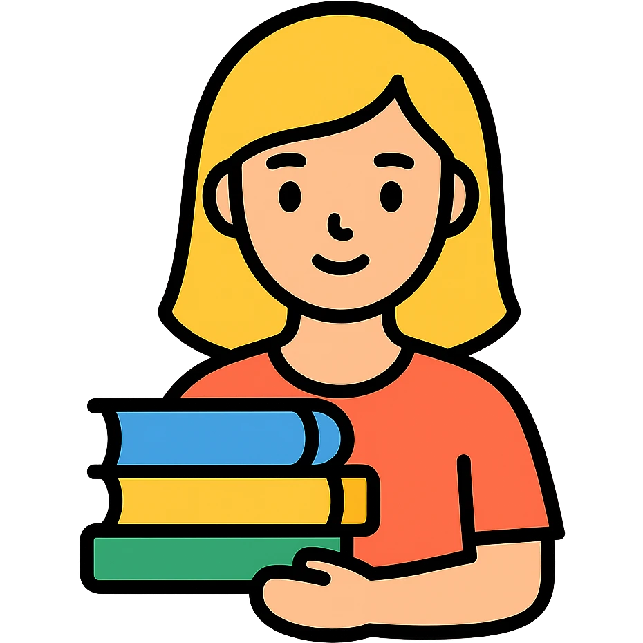blonde woman with textbooks emoji