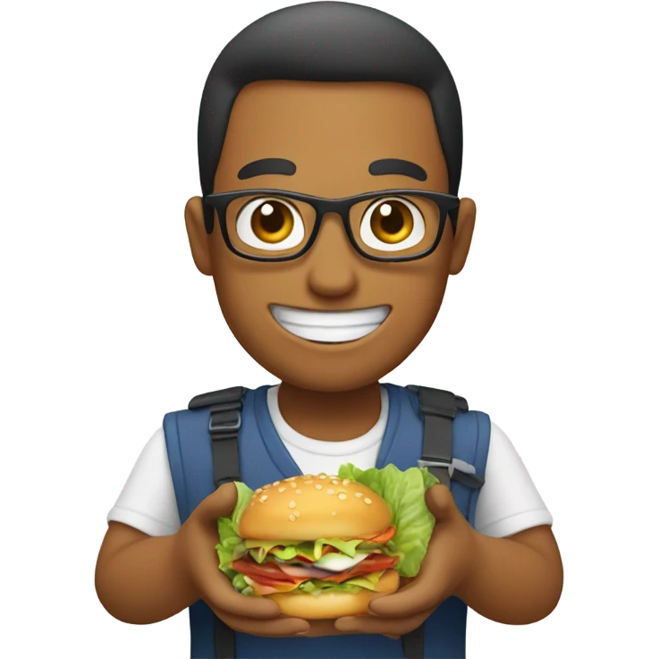 smiling person smartphone showing food emoji