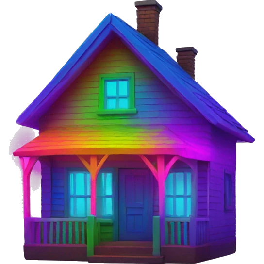 Multi neon colored house emoji