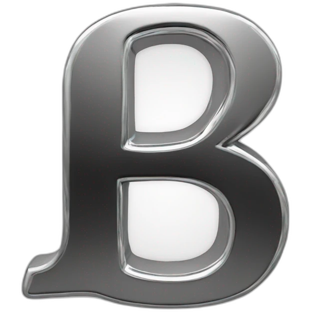 letter B, 3d effect, chrome on black back emoji