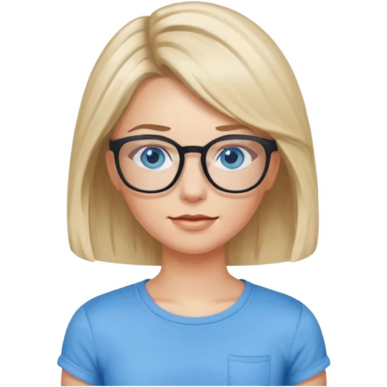 Bionda occhi celesti occhiali pantaloncini top emoji