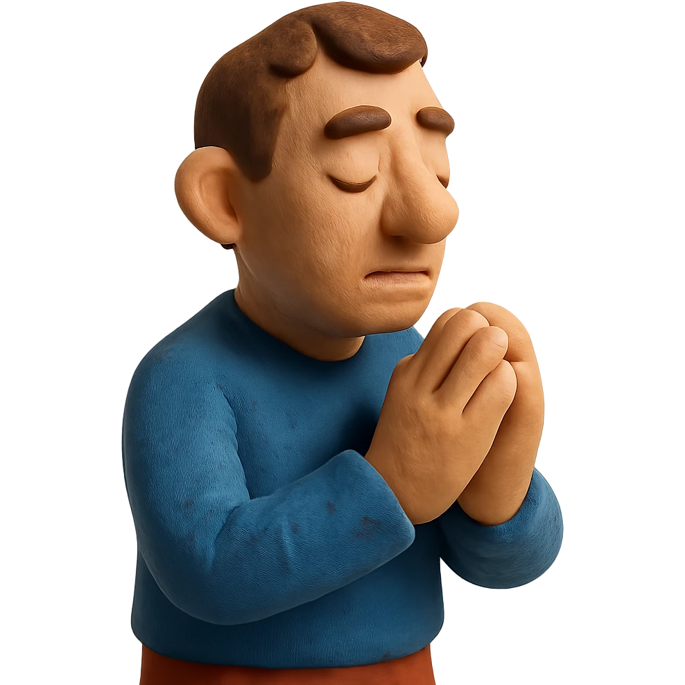 claymation style man praying emoji