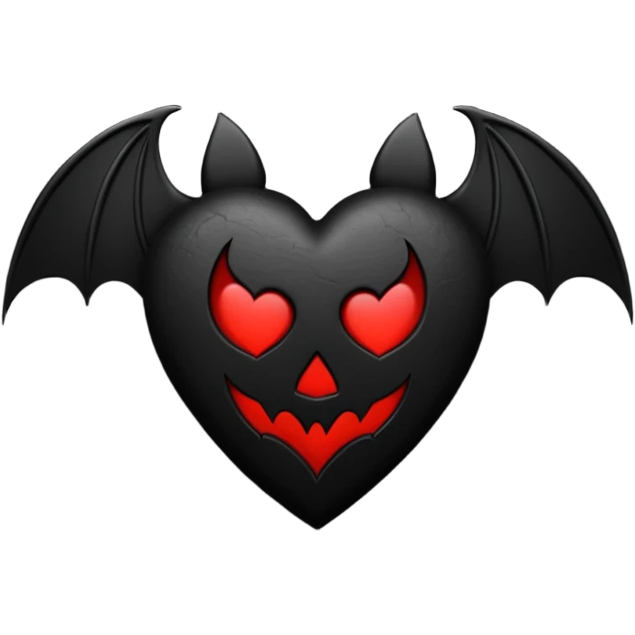 goth heart with a bat emoji