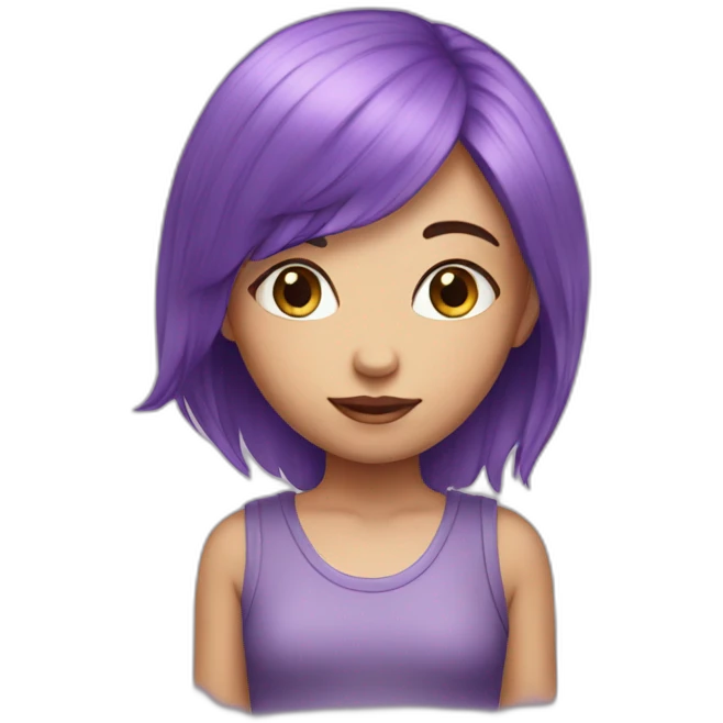 A girl with violet hair and eyes emoji