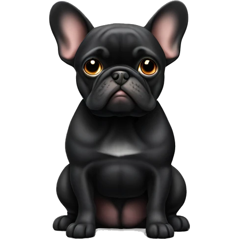 black french bouledogue sitting 4k emoji