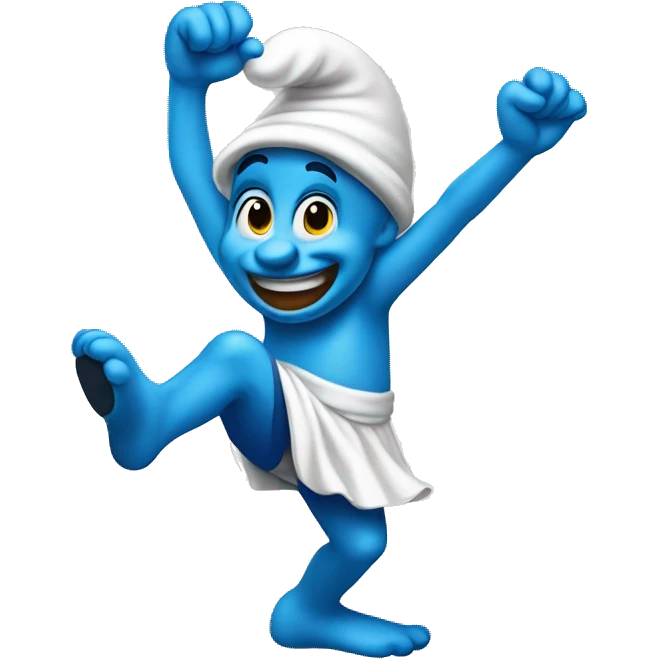 A dancing Smurf  emoji