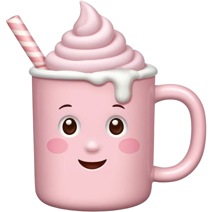 Light Pink mug of hot chocolate with marshmallows  emoji