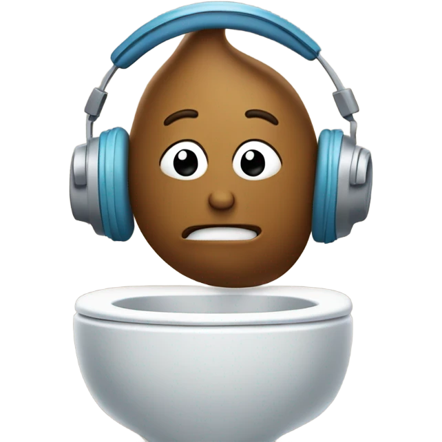 Poop with headphones in the toilet emoji