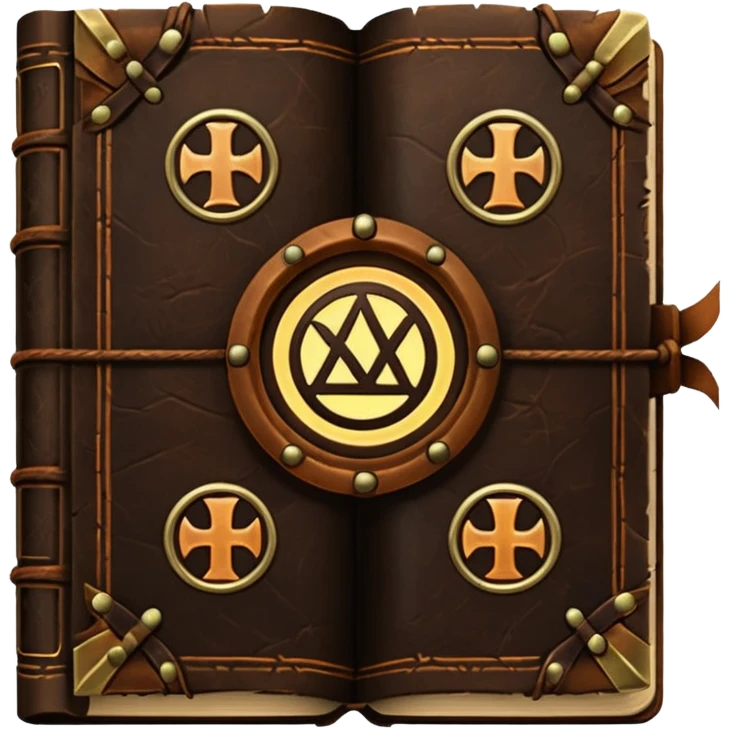 Spell Book – Old leather book with glowing runes and bookmarks emoji
