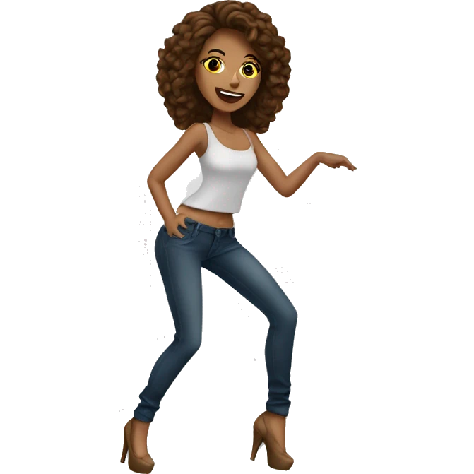 High heels dance woman brown hair emoji
