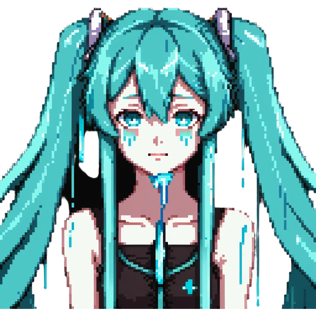 Hatsune Miku crying reaction with tears emoji