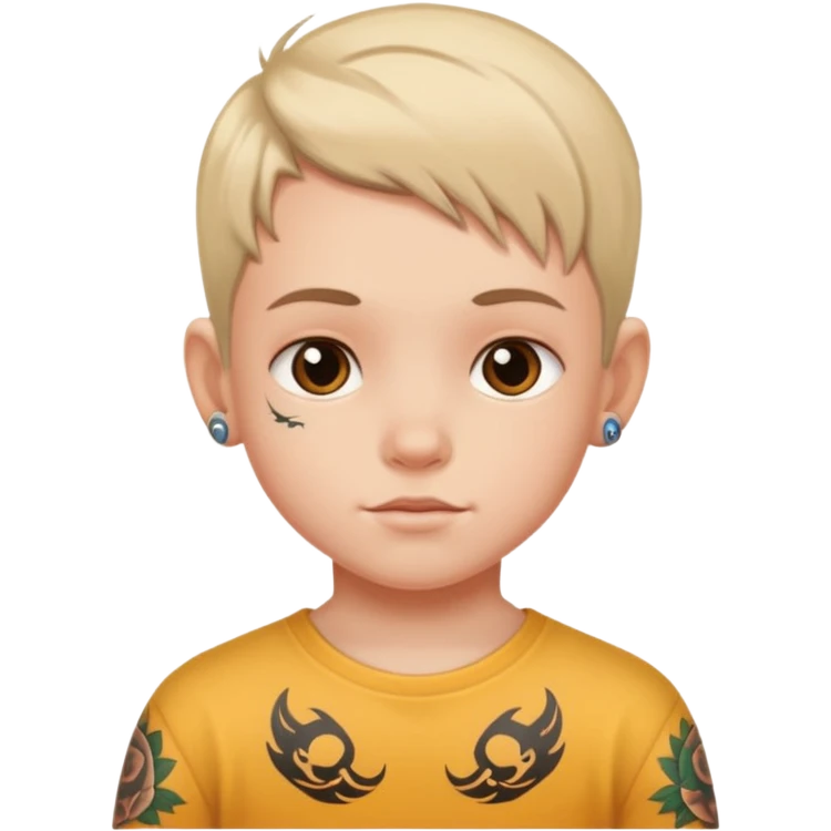 child with tattoo emoji