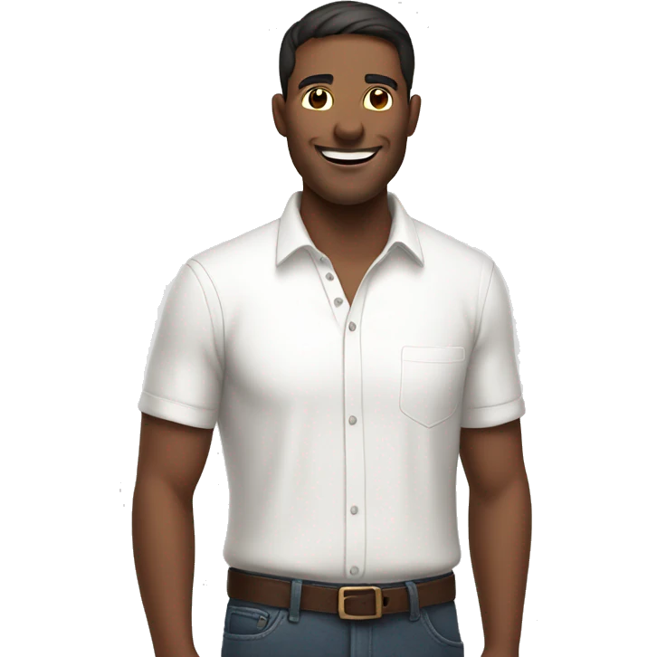 smiling man in white shirt emoji