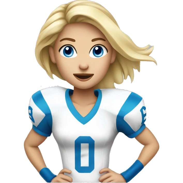 blonde football girl blue eyes running emoji