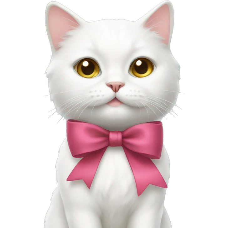 white cat with bow emoji